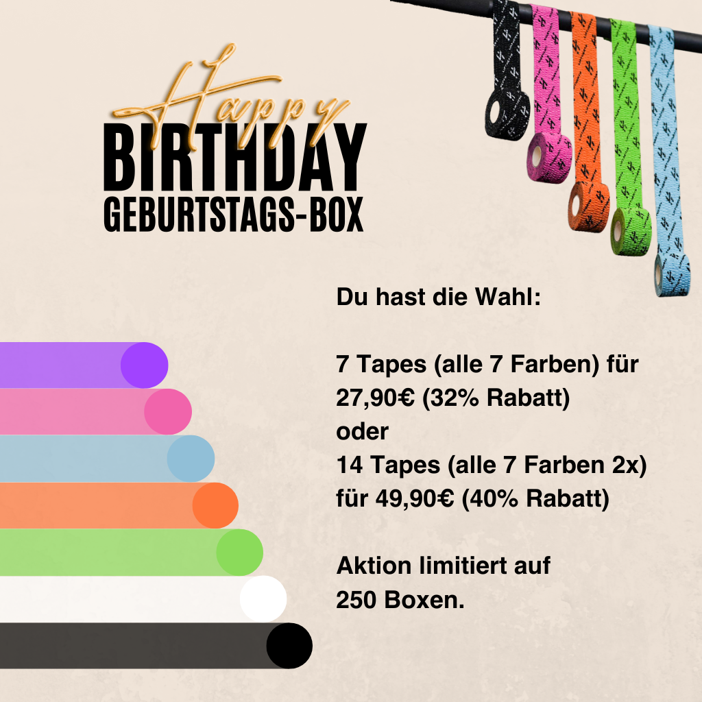 Lift Heavy Hook Grip Tape Geburtstags-Box