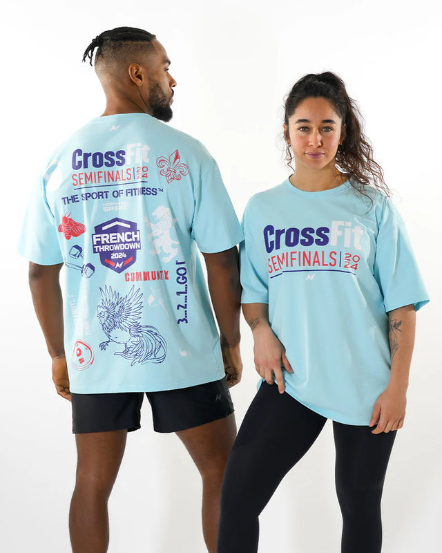CrossFit® Smurf Patchwork - French Throwdown Unisex Oversized T-Shirt - wodstore