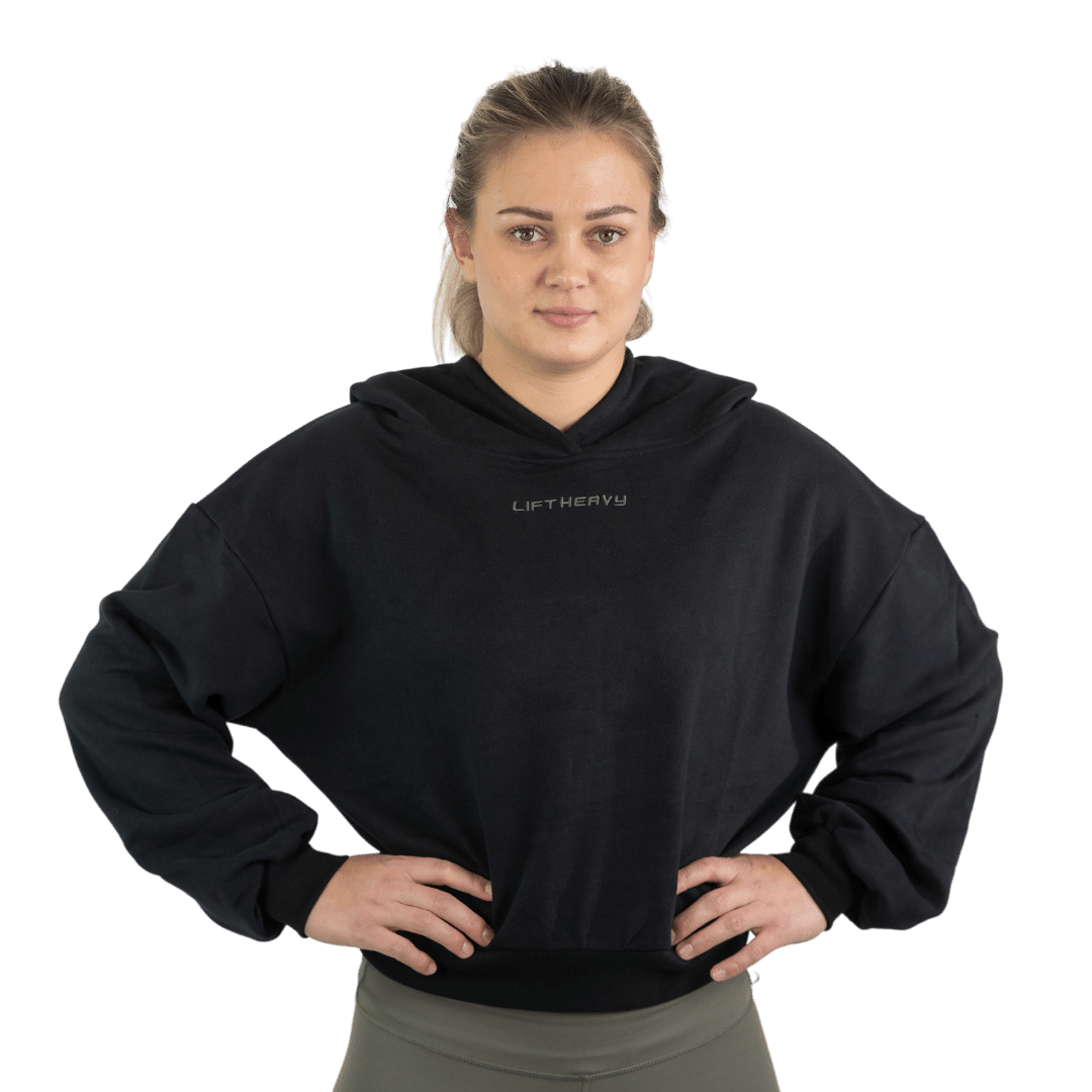 Lift Heavy Carbon Cropped Statement Hoodie wodstore
